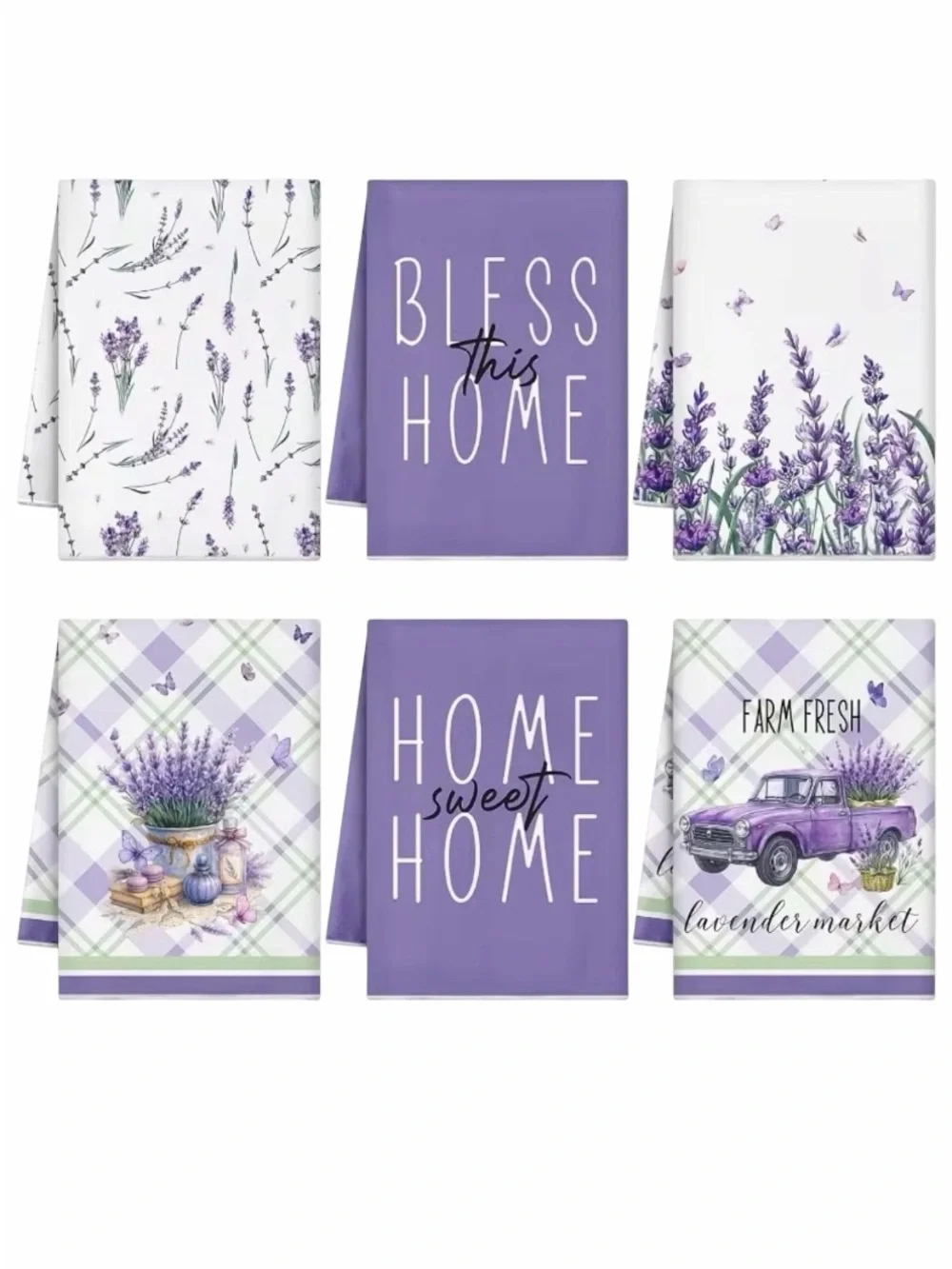 Lavender Home Cotton Kitchen Towels - Set of 6 NWT